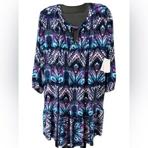 Westbound Vibrant Blue & Purple Tie-Dye Dress Tunic